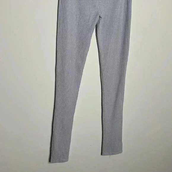Grey Marl Textured Ribbed Split Hem Leggings - Picture 12 of 14